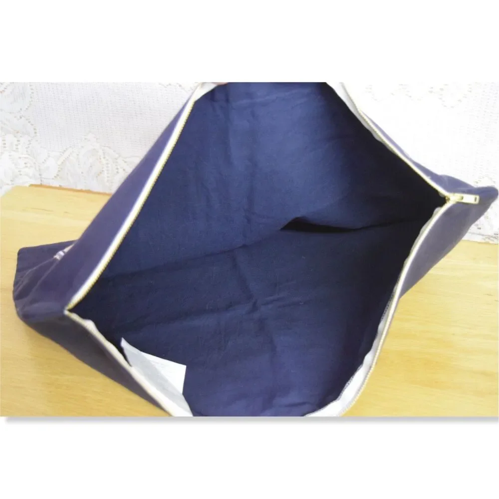 Caitlin Wilson Cotton Pillowcase Sham Pillow Case Blue w/ Pink Border Metal Zip
